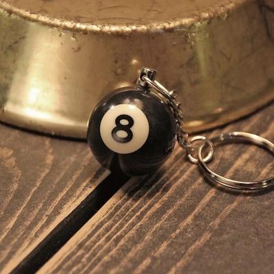 25 mm schwarzer Billard-Schlüsselanhänger Nr. 8, Mini-Ball-Anhänger, Schlüsselanhänger aus Kunstharz, Bartisch-Dekoration, Schmuck, Spiel-Souvenir, Geschenk