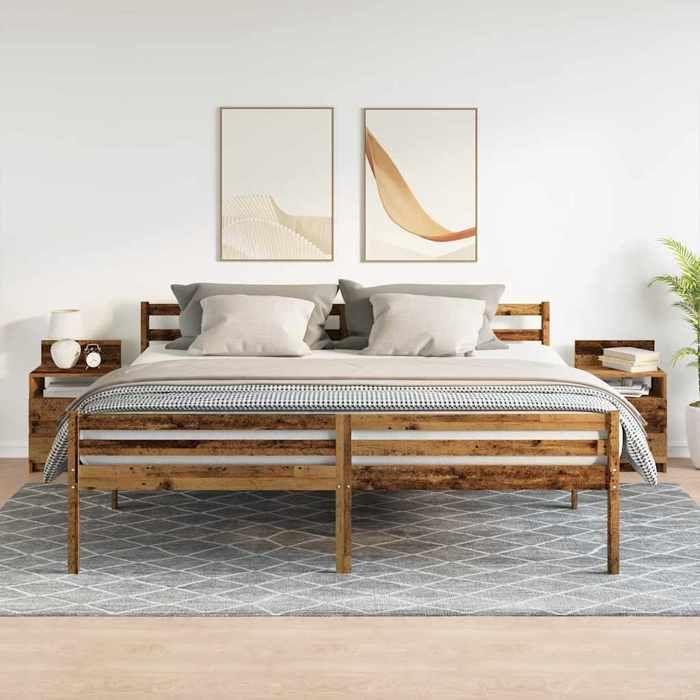 VidaXL Tables de chevet 2 pcs avec 2 tiroirs vieux bois 40x33x60 cm, table d'appoint, armoire de lit, table d'appoint pour 858575