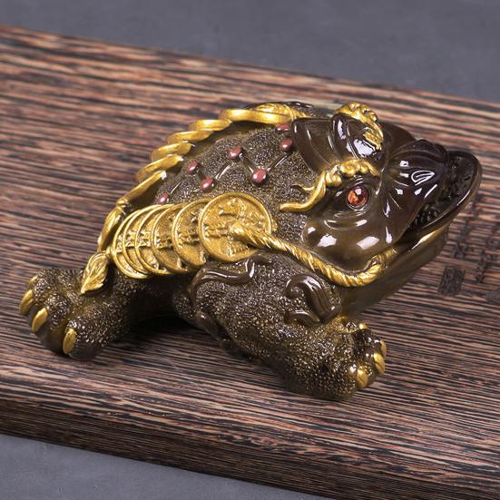 Toad Tea Pet Color Changing Resin Ornament Wealth Attraction Kung Fu Tea