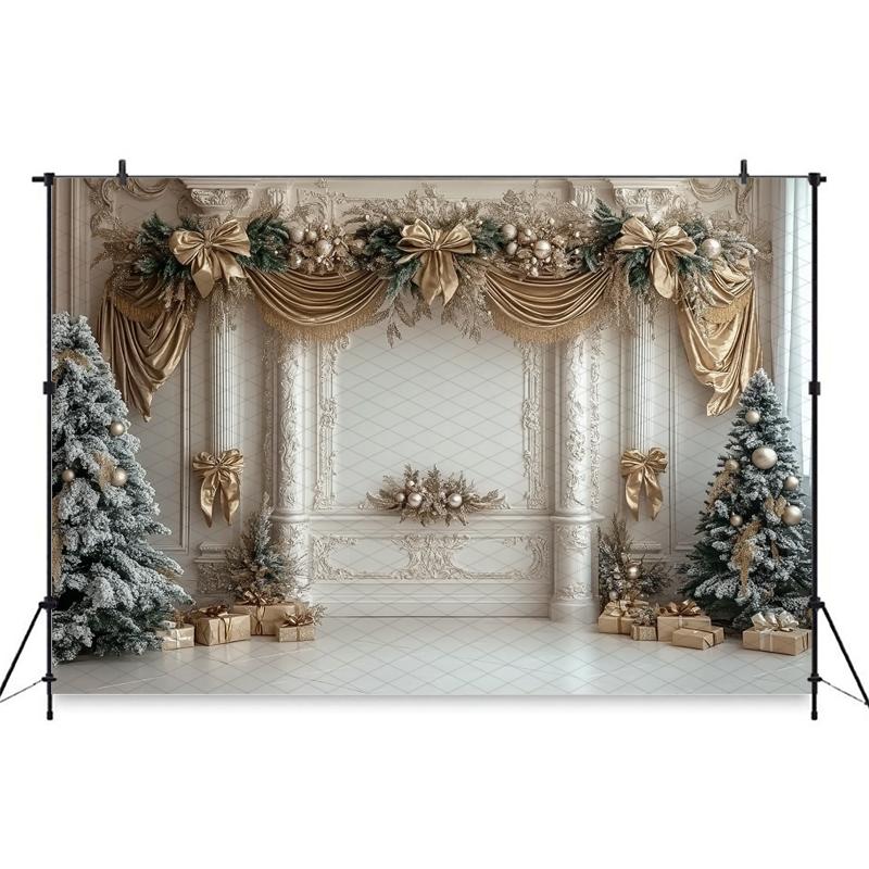 Mocsicka Weihnachtlicher Hintergrund Fotografie Neujahrsparty Baum Beige Wanddekorationen Erwachsener Kind Foto Hintergrund Studio Tapete
