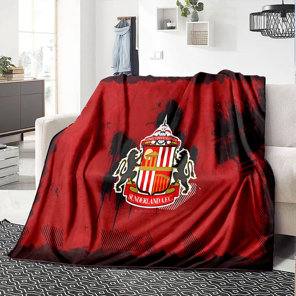 Sunderland Wappen Flanelldecke, Weiches Polyester, Modernes Design, Ganzjahresnutzung für Camping, Reisen, Geschenke für Feiertage oder Geburtstage
