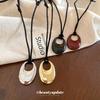 Spray-Painted Oval Openwork Pendant Necklace - Elegant, Versatile Clavicle Chain for Women