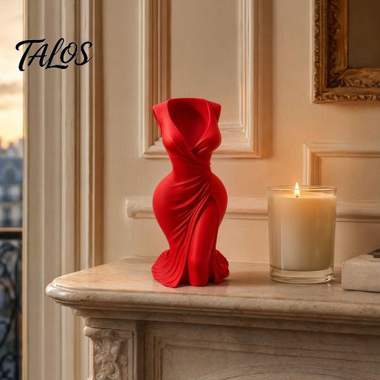 Dried Flower Holder 3D Printed Elegant Dress-Style Vase, Dual-Purpose Tabletop Decor with Flowing Pleated Skirt, Decorative Ornament Twisted