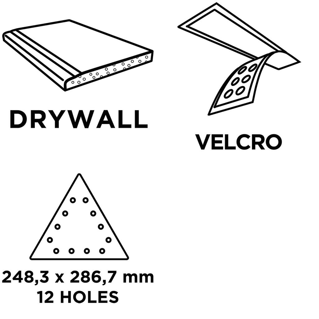 Velcro sandpaper K120, triangular with 12 holes, 5 pcs for sander 59G264