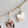 Wall Hanging Photo Display with Wooden Beads Garland Photo Storage Tassel String Wall Decor Photo Holder Rustic Family Decor