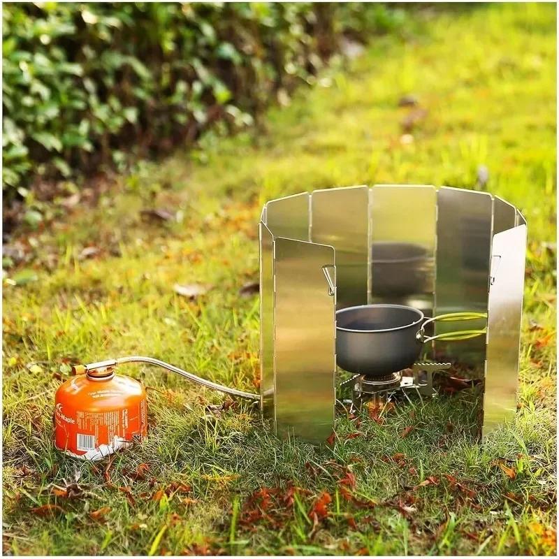 Outdoor 10Plates Foldable Wind Shield Camping Stoves Windshield Foldable Gas Cookers Wind Deflectors Stove Windproof Screen Tool