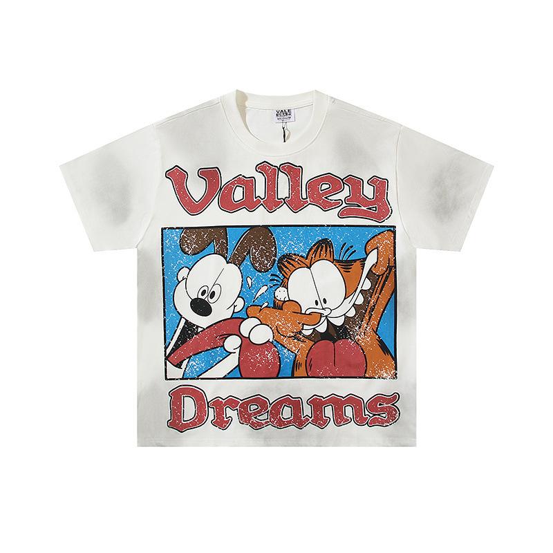 26 Cross-border foreign trade VALL Meichao high street retro washing water old direct injection hot diamond short sleeve pullover men's and women's 