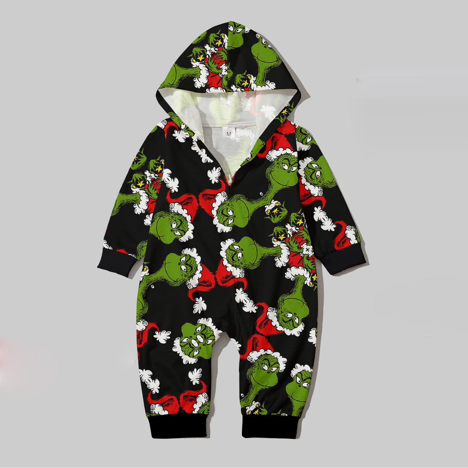 

Комплект комбинезона на молнии с капюшоном и длинными рукавами для всей семьи с рождественским принтом 9 Months