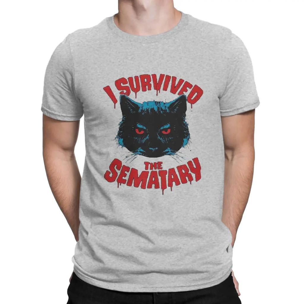 Pet Sematary Kreatives T-Shirt für Herren Ich habe überlebt Rundhals Basic T-Shirt Hip Hop Geschenk Kleidung Streetwear