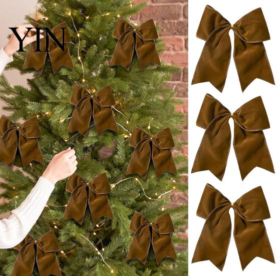 Holiday Wreath Decorations 2Pcs Christmas Tree Bow Decors, Velvet Fabric Hanging Ornament Indoor Supplies for Home, Festive Garland Wedding