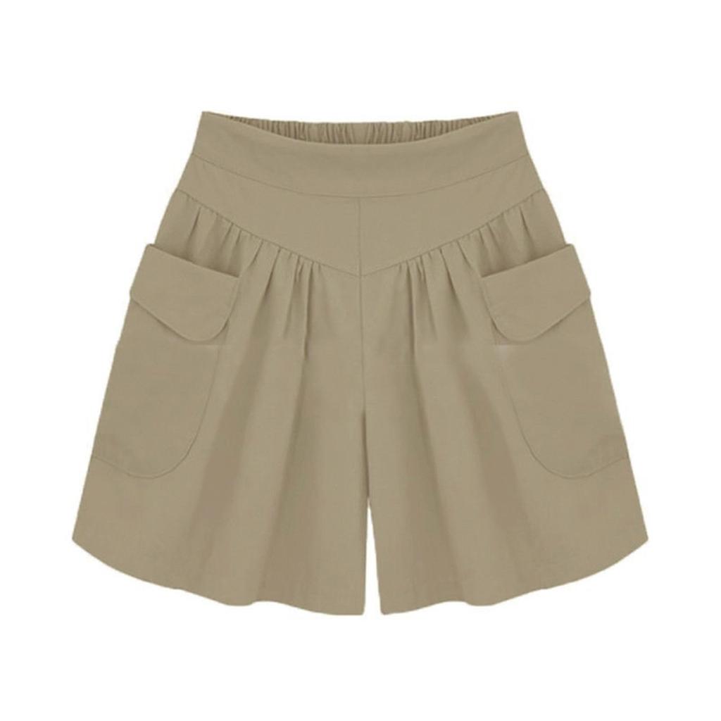 Women Solid Loose Hot Pants Pockets Lady Summer Casual Shorts