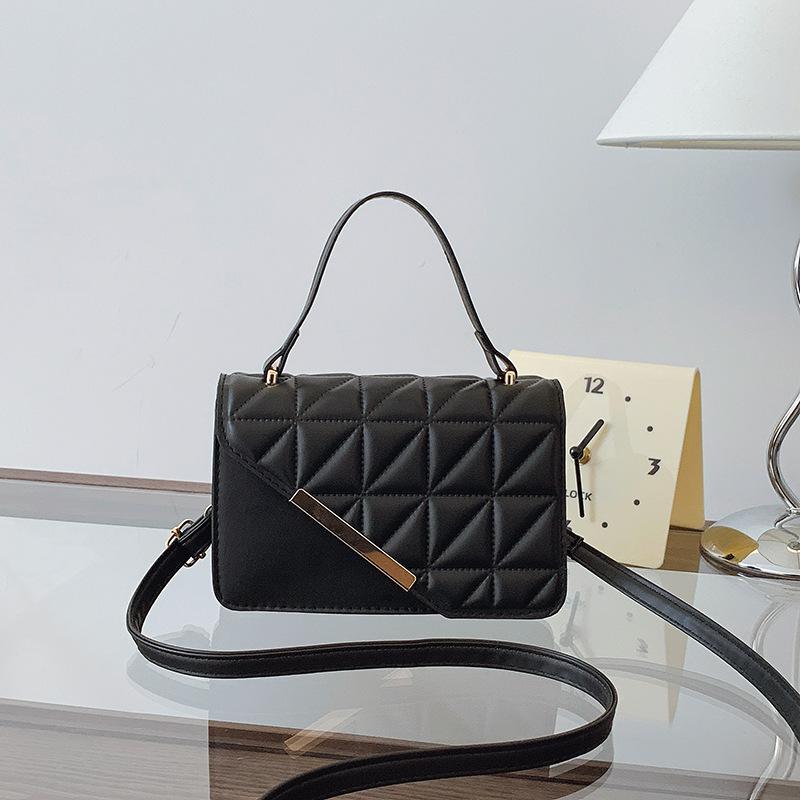 Rhombus Texture Bag Women's 2025 New Trendy Foreign Style Portable Small Square Bag Fashion Chain Solid Color Shoulder Messenger Bag