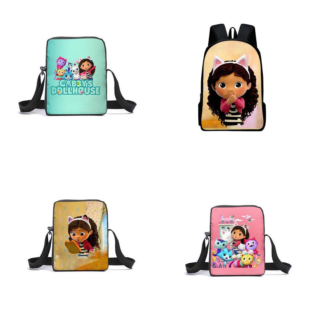 Gabby's Dollhouse Backpack Featuring Stylish Cartoon Design And Adjustable Shoulder Straps For Students