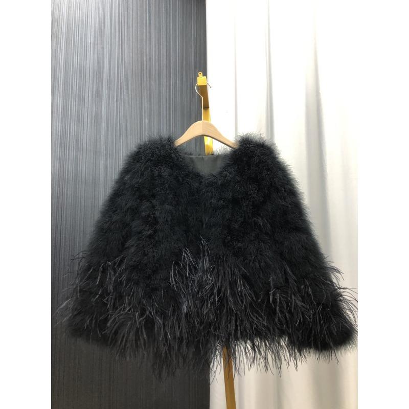 Ostrich fur turkey fur coat women's fur top short winter cotton winter