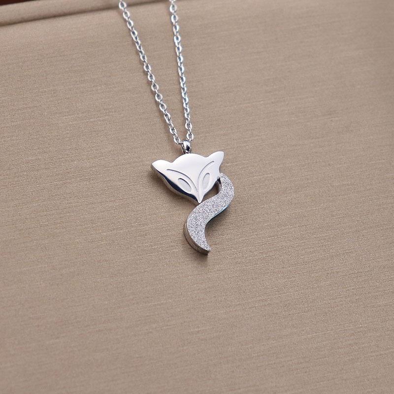 Titanium Steel Matte Fox Necklace Female Collarbone Chain Stainless Steel Jewelry Pendant