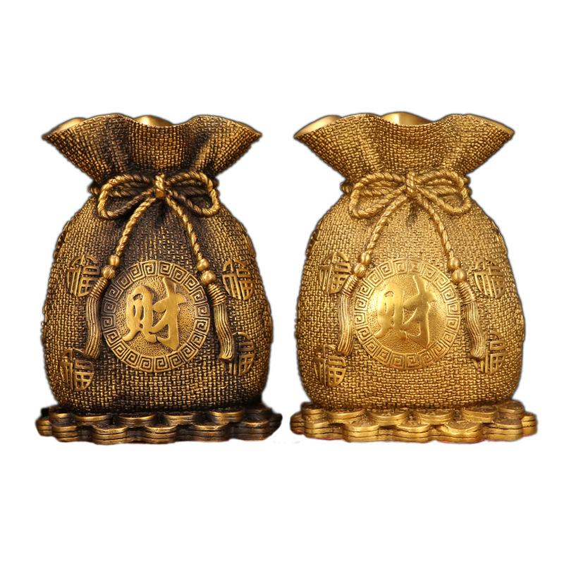 Copper Ming Copper Ware Brass Coin Bank Lucky Bag Gift Metal Crafts Home Wealth Store Opening