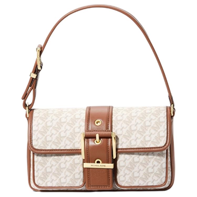 

Michael Kors Mk Colby Adjustable Shoulder Strap Leather Tote Bag Women Tote Bags Vanilla-White Acorn-Brown 30S4GBAL2V-VANILLA/LUGGAGE Basic Set (Bag+Dust Bag)