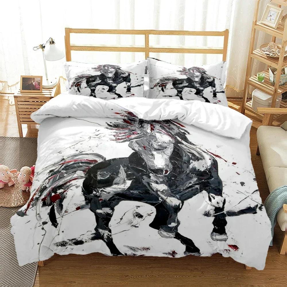 Luxury New 3D Print Horses Comfortable Duvet Quilt Cover Pillowcase Bedding Set Children Bedroom Decoration Home Textile