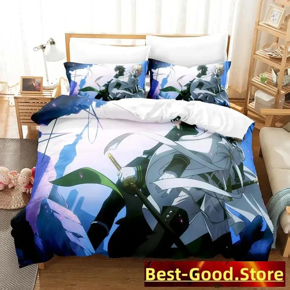 Seraph of the end Beding Set Printed Bed Linen Set With Pilowcase Bed Soft Duvet Cover Soft Single Double Quen Super King-Sized Dimensionsd Dimensions