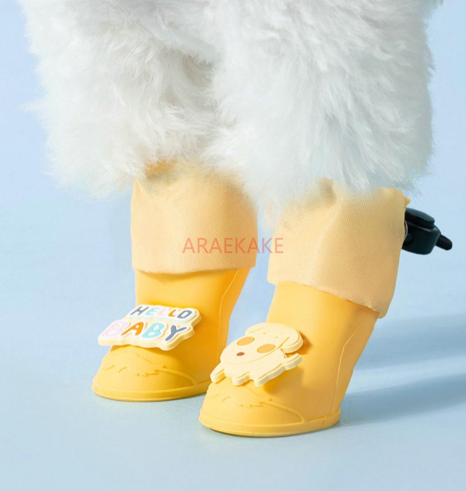 

High top pet silicone rain boots, long tube rain boots, small dogs go out, anti slip, wear-resistant, waterproof dog shoes, tedd S