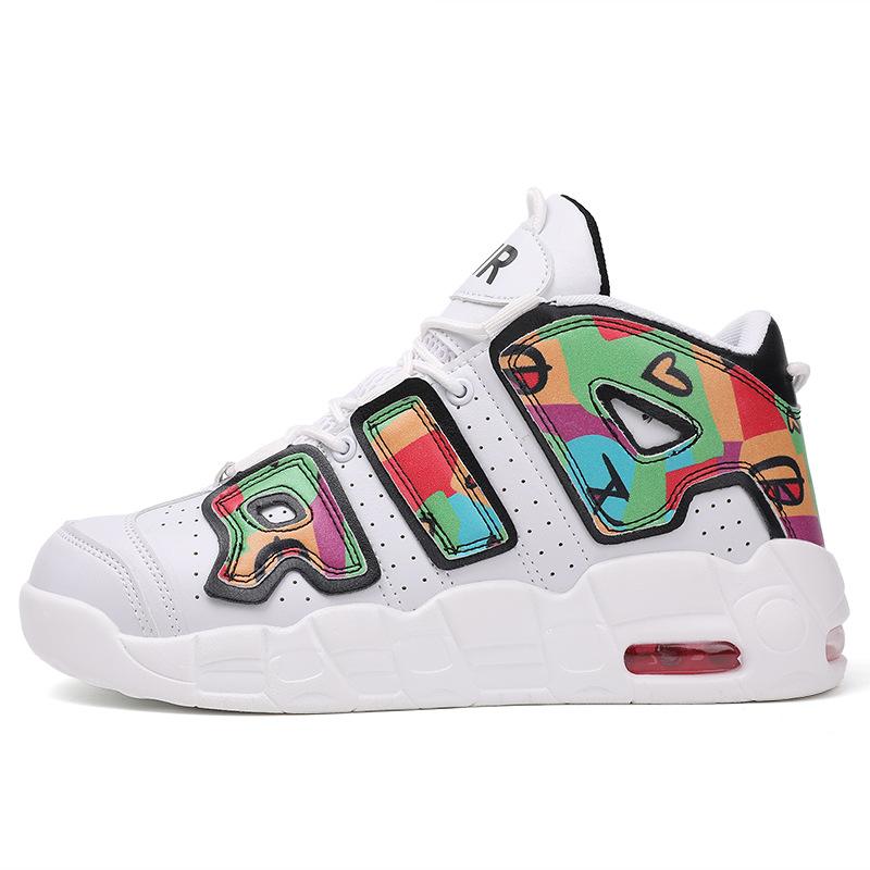 Large size basketball shoes men's thick-soled high-top air cushion couple models actual combat student sports and leisure shoes 2025