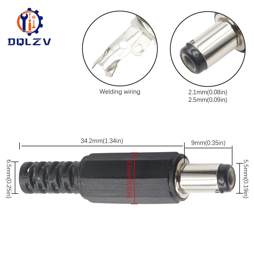 5.5*2.5mm DC Power Supply Male Plug Connector 5.5x2.1mm Female Metal Panel Mount Socket Jack DC Connectors Terminal Adapter