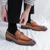 Fashion British Black Brown Slip On Loafers New Men Pointed Patent Leather Shoes Male Designer Formal Wedding Dress Homecoming Footwear