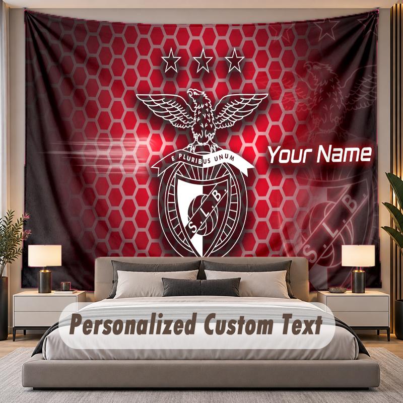 Tapisserie Murale Personnalisée avec Nom et Texte Benfica FC en Polyester pour Chambre à Coucher et Pièce