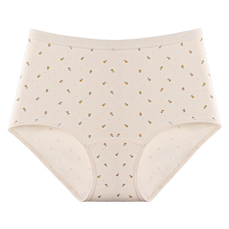 Damer Vår och Höst Vackert Mönster Ren Bomull Spårlös 5A Botten Hög Midja Trosor