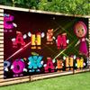 Cartoon M-Masha And The B-Bear Photography Backdrop Summer Beach Background Cloth for Wedding Booth Digital Printed Seamless