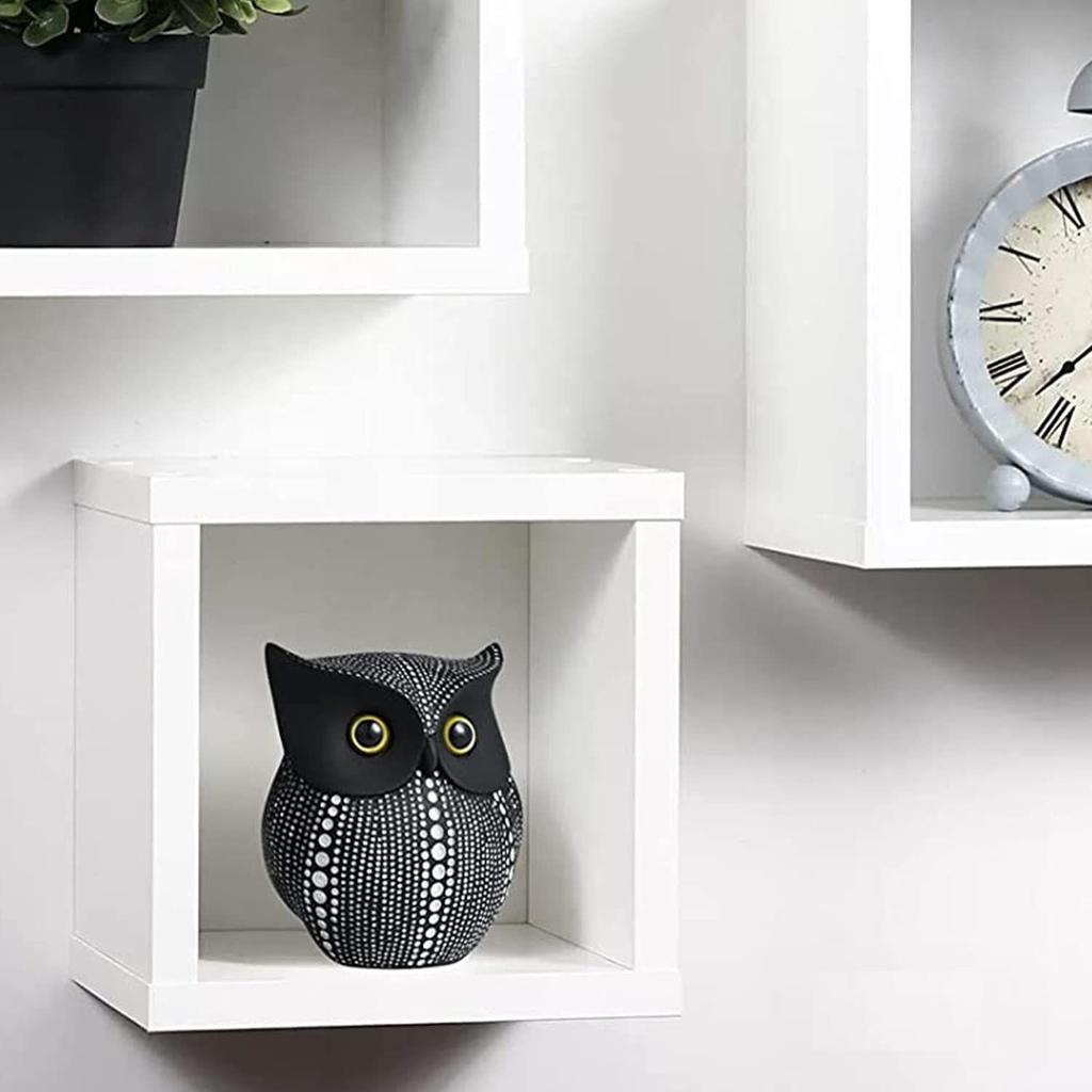Modern Classy Lucky Owl Resin Art Figure Showpiece -(Pack of 1, Black)
