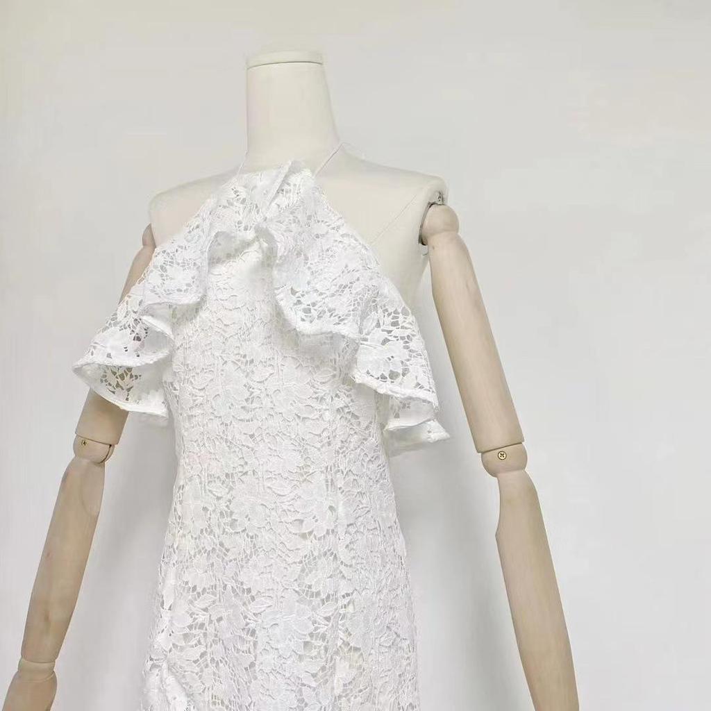 Summer 2023 European Sexy Tight-Fit Waist Hollow Long Dress