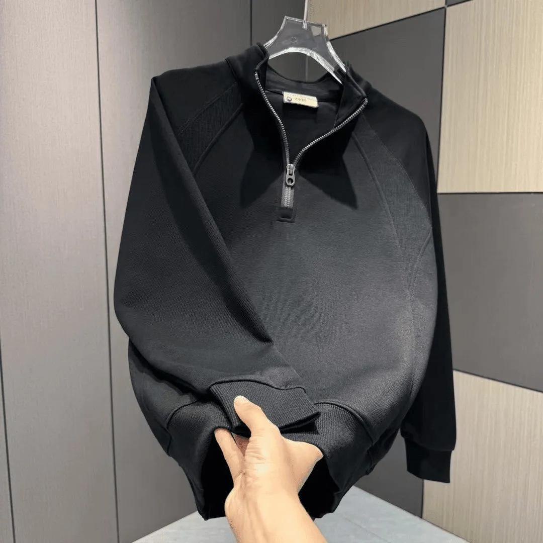

Мужской минималистичный свитшот с воротником-стойкой на половинной молнии 2025 - Универсальный свободный топ с длинным рукавом для осенне-зимнего уличного стиля XL (Recommended 60-68 kg)
