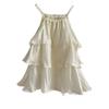 Mädchen-Perlglanz-Träger-Rüschenkleid - Ärmellos, Dreilagiges Prinzessinnen-Stil Sommerkleid für Kinder