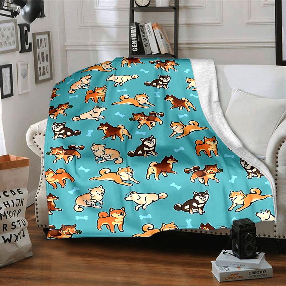 1pc Dogs Bones Lightweight Flannel Blanket, Comfortable and Warm Blanket, for Office and Camping Sofa Bed, Livingroom201