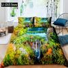 Set Copripiumino Natura, Cascata Scrosciante Decorativo Set Biancheria da Letto a 3 Pezzi con 2 Federe, Misura Queen Full, Verde Felce Blu