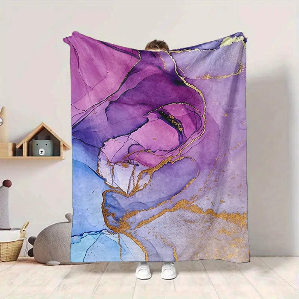 1Pc Abstract Fluid Art Blanket Soft And Comfortable Casual Warm Camping Travel Christmas Halloween Xmas Gift M928365