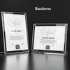 QR Code Signs,5 x 7 Inch Acrylic Mini Sign Holder Clear QR Code Menu Holders with Metal Stand Office Table Display Sign Stand Ad Photo Frame Holder