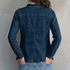 Giacca di jeans casual da donna con manica lunga e chiusura a bottoni