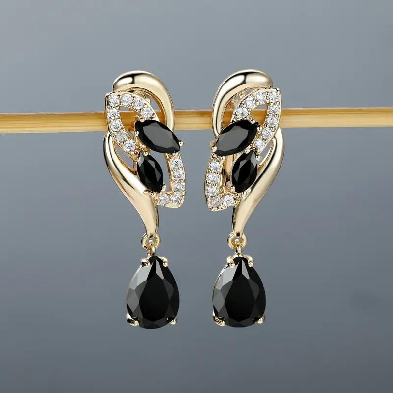 Geometric Water Drop Blue Zircon Earrings, Fashionable, Elegant, Luxurious and High-end Women's Earrings