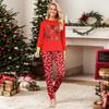 Matching Family Christmas Pajamas Set Long Sleeve Neck Top and Pants for Parents Kids Holiday Wear
