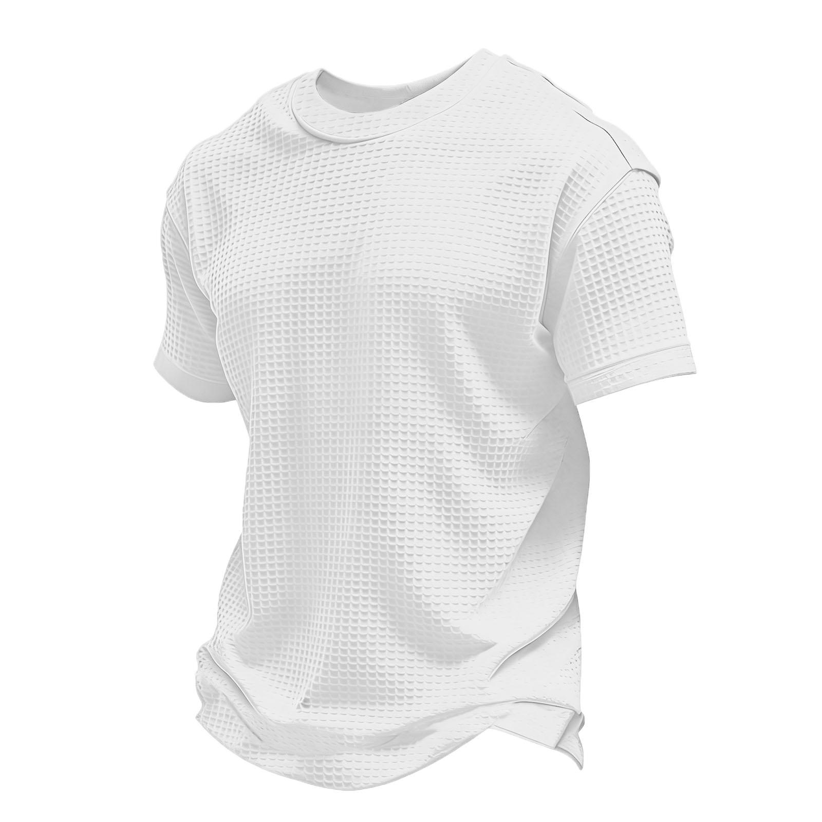 

Men s Casual Round Neck Lightweight Breathable Short-Sleeve Top M білий