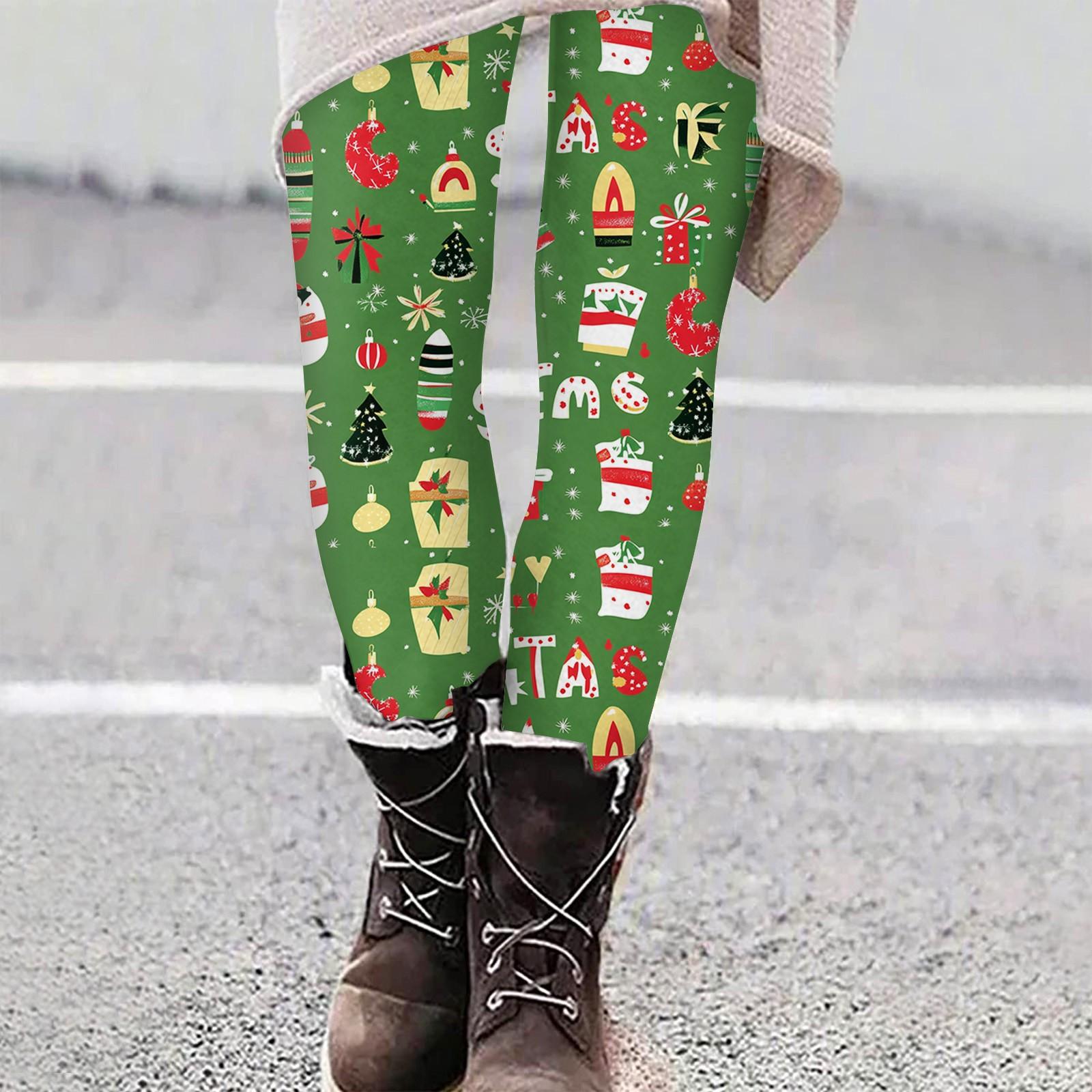 

Женские повседневные уличные брюки с рождественским узором, облегающие эластичные укороченные брюки для йоги XXL зелёный