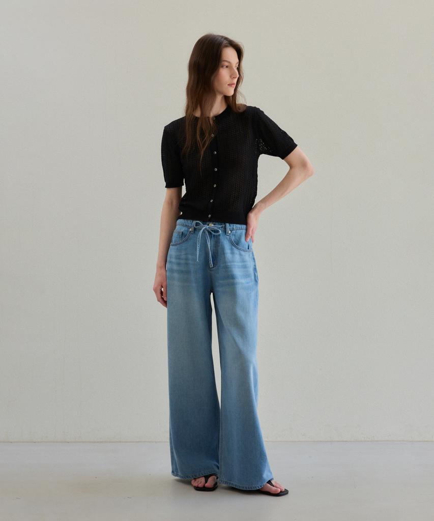 THEELO Strap Point Denim Pants (Deep Blue)