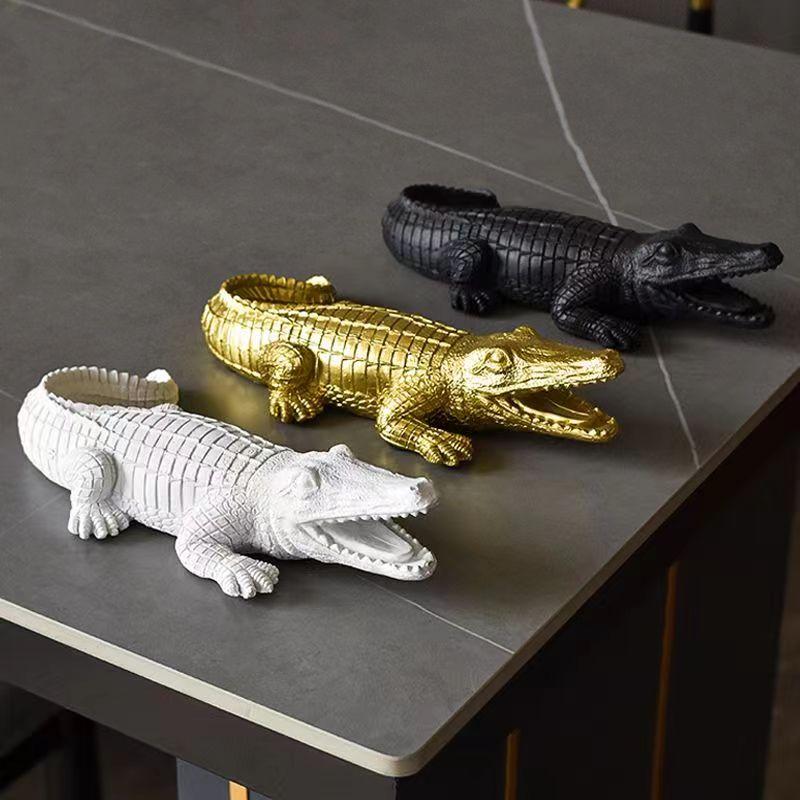 Decorazione per la Casa Statua Scultura Coccodrillo Fauna Selvatica Decorazione Statuetta Animale Astratta Stanza Scrivania Interni Casa Decorazione Regalo