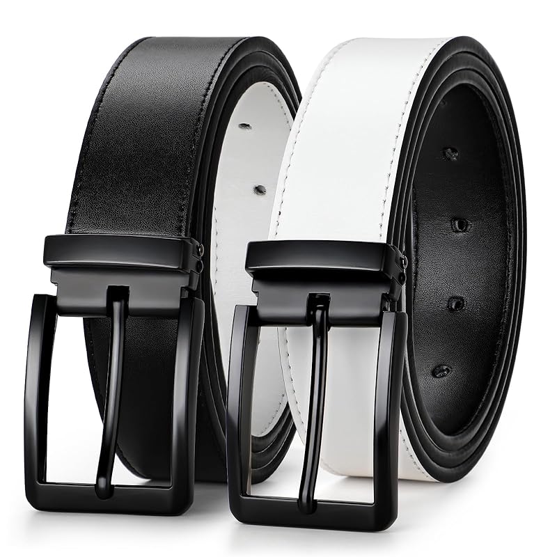 

[JASGOOD] belt men s genuine leather 35mm Men s belt double-sided pin type business casual Free size adjustment gift formal belt