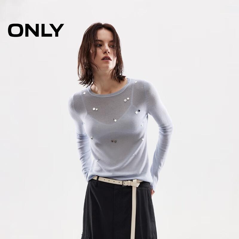 Only Women's Sequin Long Sleeve Round Neck Knit Sweater