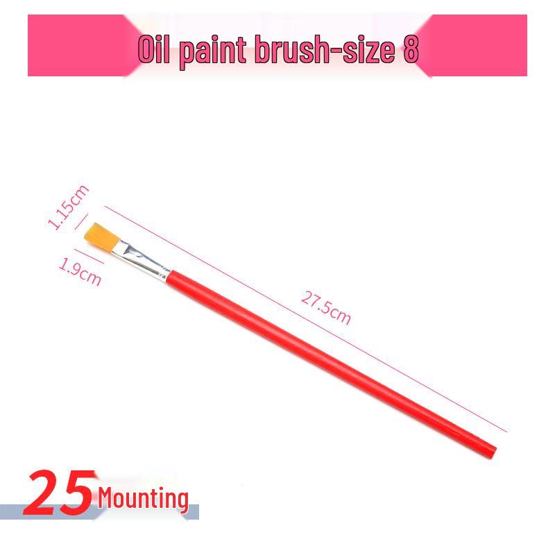 Red Handle Nylon Hair Flat Brush for Oil & Watercolor Painting