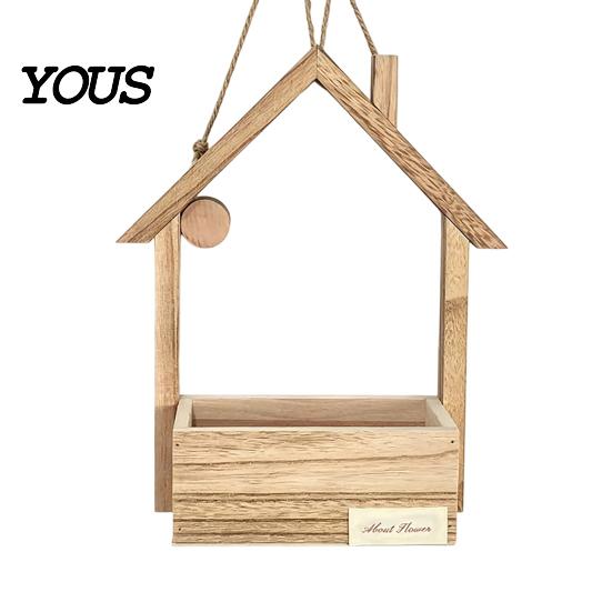 Vertical Wall Garden Decor Wooden Planter, Creative Hanging Flower Pot Basket for Indoor Plants Vase Faux Flowers, Rustic Living Room Balcony