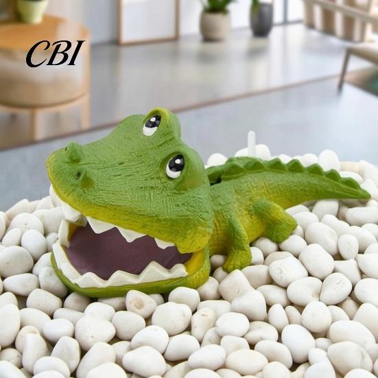 Aquarium Accessory Air Bubbler Crocodile, Resin Crocodile Decoration Bubbler, Green Pump Fish Tank Ornament for Shrimp Betta